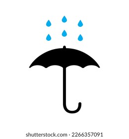 umbrella with water drop icon vector isolated on background