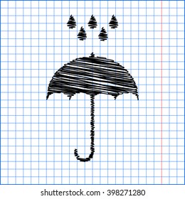 Umbrella with water drops