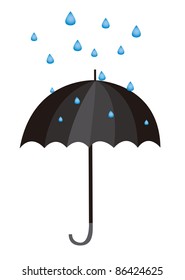 umbrella and water drops cartoon isolated. vector
