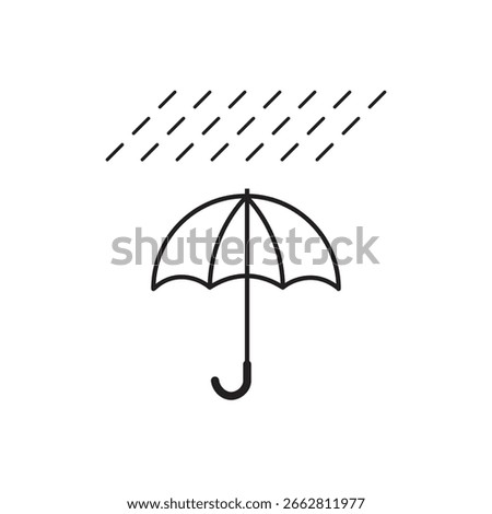 Umbrella with water drops icon set. Umbrella icon, silhouette, outline, vector, illustration.