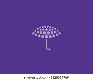 Umbrella from water drops logo. Rain water protection symbol. Waterproof sign. Vector illustration.