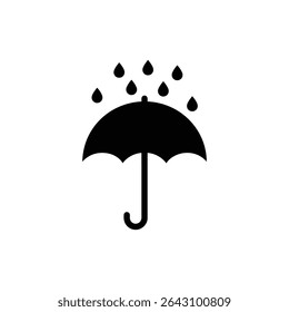 Umbrella with Water Drops on Surface in Rainy Weather