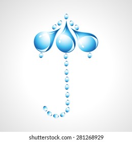 Umbrella from water drops vector abstract icon