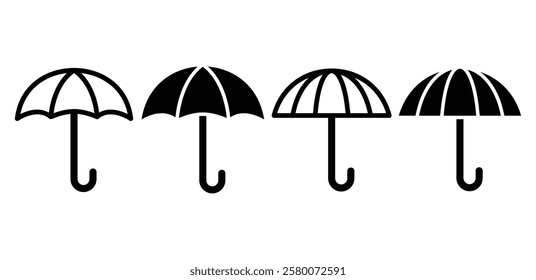 umbrella weather protection icon symbol sign vector design black white color illustration sets 