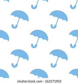 Umbrella white and blue seamless pattern for web design. Vector symbol