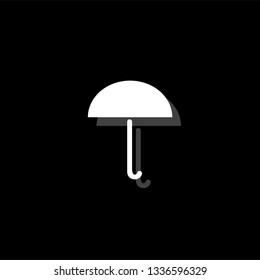 Umbrella. White flat simple icon with shadow