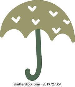 Umbrella with white hearts, illustration, vector on a white background.