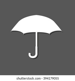 Umbrella - white vector icon  with shadow