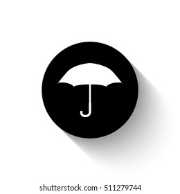 Umbrella - white vector  icon with shadow