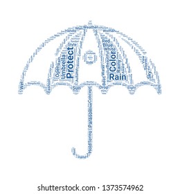umbrella word cloud. tag cloud about umbrella