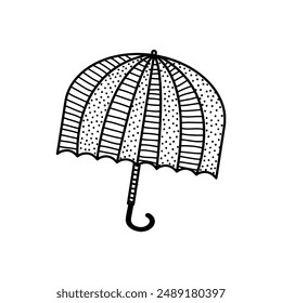 Umbrella worksheet kids coloring book vector illustration , colorless , black and white line drawing , umbrella icon , clip art
