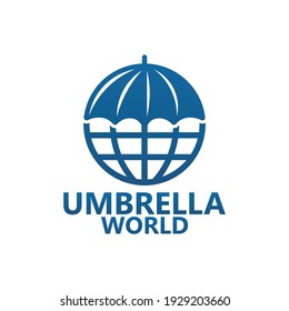 Umbrella world logo template design