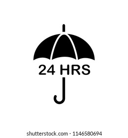 umbrella,24 hrs icon vector template