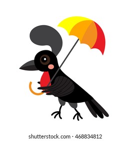Umbrellabird animal cartoon character isolated on white background.