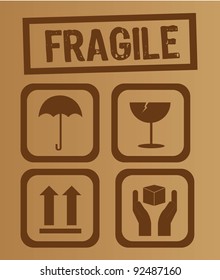 umbrella,glass, arrow and hands box signs vector illustration