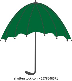Umbrella.Green umbrella on white background.Vector illustration.For prints, books, postcards.