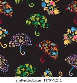 Umbrellas art, vector pattern illustration.