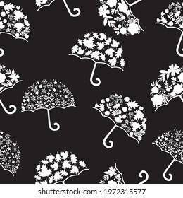 Umbrellas art, vector pattern illustration.