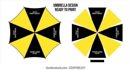 Umbrellas design, top view on white bacground, Opened Round rain umbrella printing vector illustration