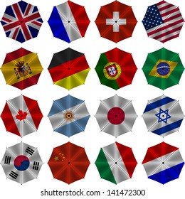 Umbrellas with a flag