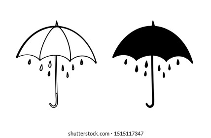 umbrellas icon on white background. vector design. hand drawn