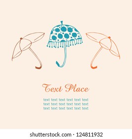 Umbrellas isolates set. Vintage banner with sketchy collection of umbrellas