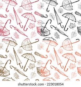 Umbrellas and leaves