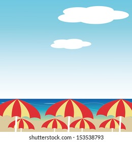 umbrellas on abstract beach background