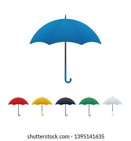 Umbrellas on white background. Umbrella vector icons with color variations.
