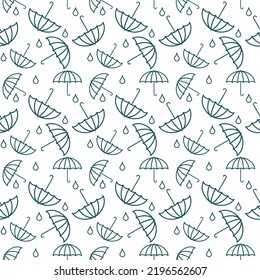 Paraguas con gotas de lluvia. Patrón vectorial transparente
