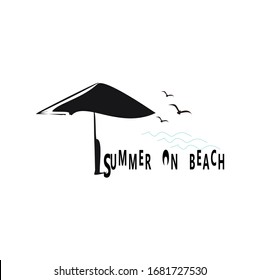 Umbrellas and seagulls in summer for design inspiration