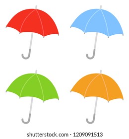 Umbrellas. Set of umbrella. Set of multicolored umbrellas. Vector illustration.