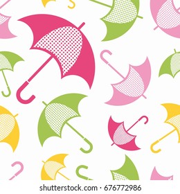 Umbrellas vector seamless pattern. 