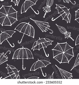 Umbrellas vector seamless pattern, hand drawn background