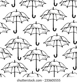 Umbrellas vector seamless pattern, hand drawn background