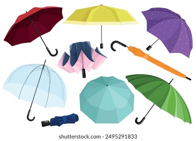 Umbrellas vector set. Rainy weather. Vector illustration.