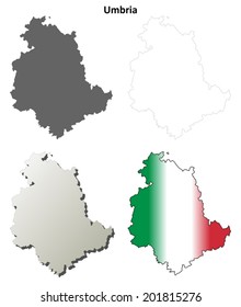 Umbria blank detailed outline map set - vector version