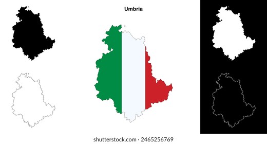 Umbria blank outline map set