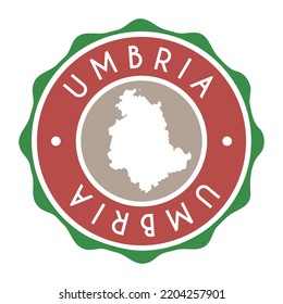 Umbria, Italy Badge Map Vector Seal Vector Sign. National Symbol Country Stamp Design Icon Label. 