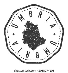 Umbria, Italy Map Stamp Retro Postmark. Silhouette Postal Passport. Seal Round Vector Icon. Badge Vintage Postage Design.