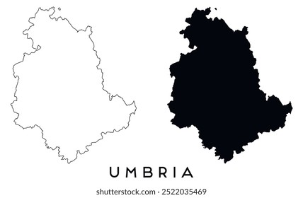 Umbría mapa de contorno y Vector de silueta negro