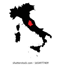 Umbria Province highlighted on Italy map Vector EPS 10