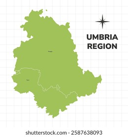 Umbria Region map illustration. Map of the Region in Italy