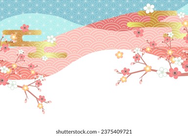 Ume New Year's Card Spring Japanese Pattern Background