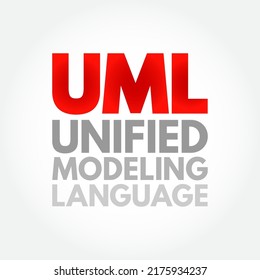 Lenguaje de modelado unificado de UML - lenguaje de propósito general, de desarrollo, de modelado en el campo de la ingeniería de software , contexto de concepto de texto de acrónimo
