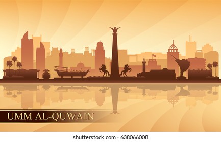 Umm al-Quwain city skyline silhouette background, vector illustration