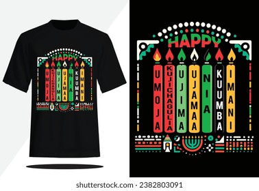 Umoja, Kujichagulia, Ujima, Ujamaa, Nia, Kuumba, Imani  Kwanzaa Vector T-shirt Design