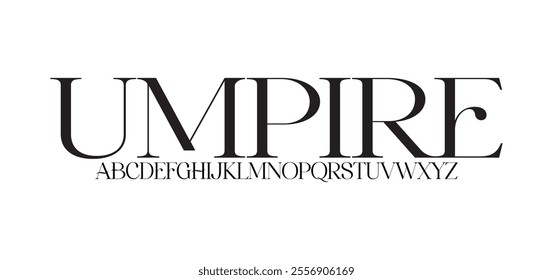 Umpire, Elegant alphabet letters font and number. Classic Copper Lettering Minimal Fashion Designs. Typography fonts regular uppercase and lowercase. vector illustration
