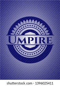 Umpire emblem with jean texture. Vector Illustration. Detailed.