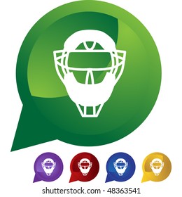 Botão da web da máscara de umpire isolado em um plano de fundo